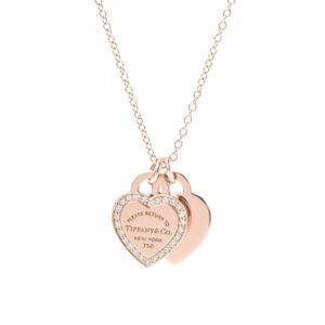 TIFFANY Return to Tiffany Necklace Double Heart Diamond